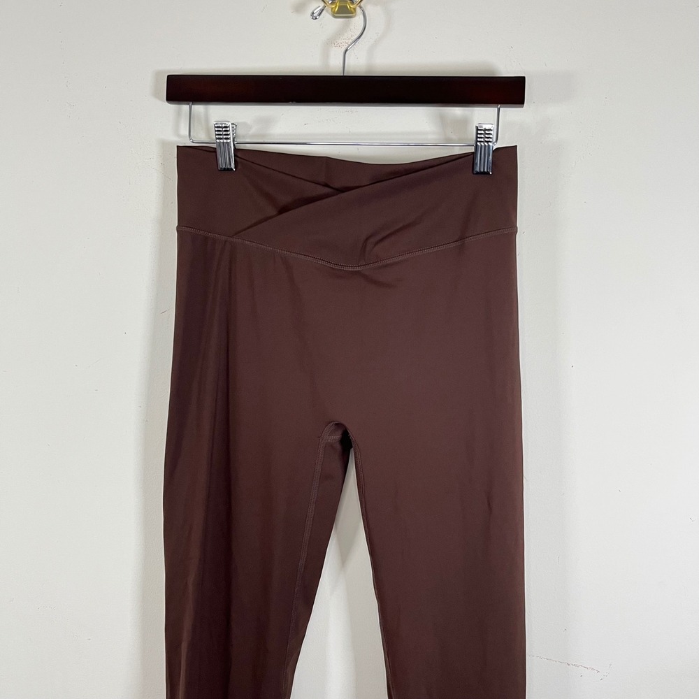 Chocolate Brown Seamless Front Crossover Waist Leggings Activewear Size Large